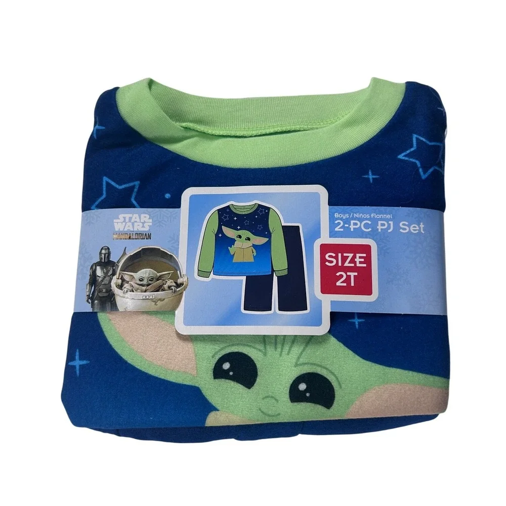 Star‎ Wars PJ The Mandalorian Baby Yoda Boys Flannel 2PC Pajama Set Size 2T NEW